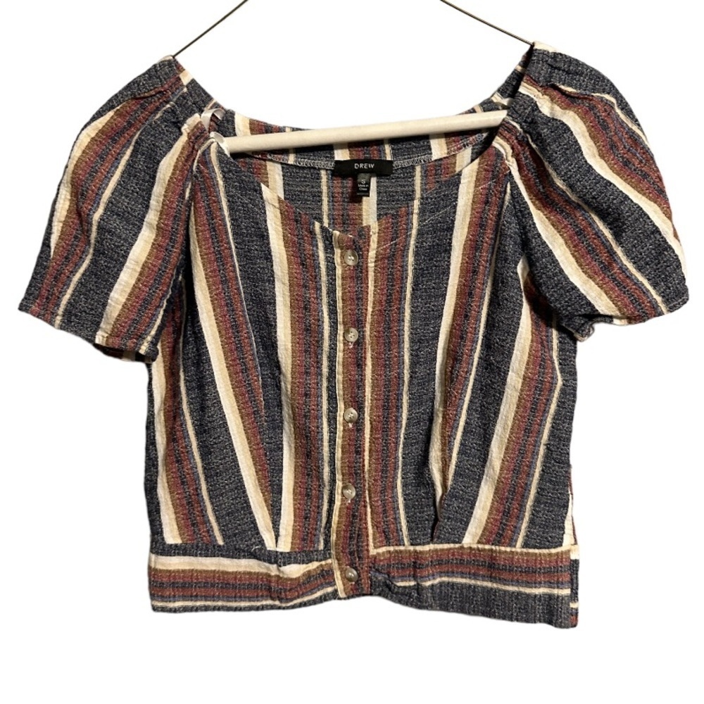 Drew Top Anthro Elastisized Band Baja Cotton Button up Boho Linen like sz S